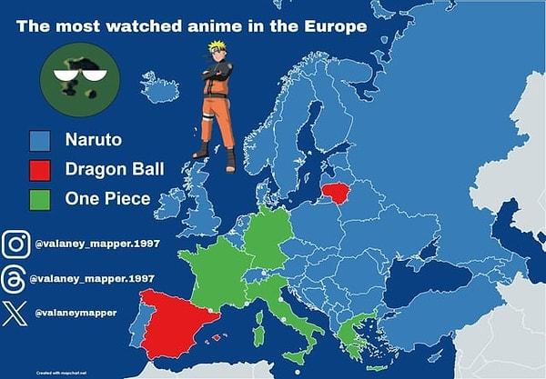 6. Avrupa'da en çok izlenen animeler.