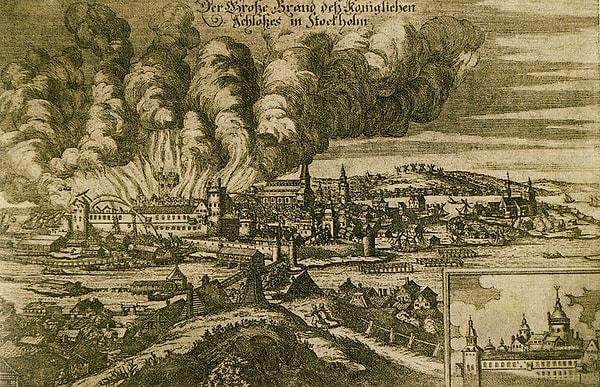 1697 yılında Stockholm'deki Kraliyet Şatosu'nda büyük bir yangın meydana geldi.
