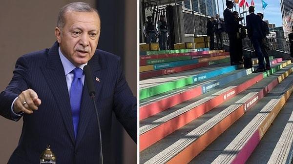 Geçtiğimiz günlerde gerçekleşen Birleşmiş Milletler Genel Kurulu'na, Erdoğan'ın üye ülkelerin bayrak renklerini LGBT bayrağı zannetmesi damga vurmuştu.