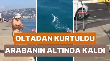 İstanbul'da Bir Balıkçının Oltasından Kurtulmayı Başaran Balık Arabanın Altında Kaldı