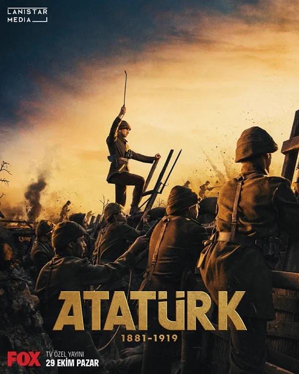 Aras Bulut İynemli’nin Mustafa Kemal Atatürk’ü canlandırdığı Atatürk’ün 29 Ekim’de FOX ekranlarında izleyici ile buluşacak TV’ye özel yayını için bir teaser afiş yayınlandı.