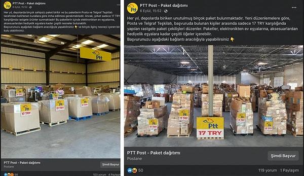 1. İddia: PTT unutulmuş paketleri 17 Türk lirasına satıyor.