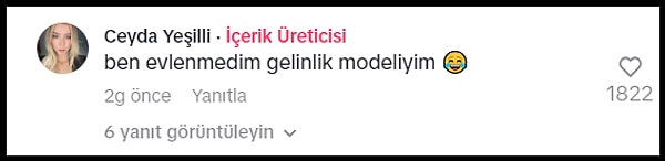 Ancak o kadın yaptığı paylaşımın "düğün fotoğrafı çekimi" olduğu zannedilince açıklama yaparak kendisinin evlenmediğini ve gelinlik modeli olduğunu söyledi.