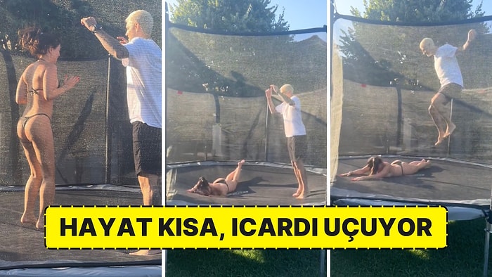 Icardi ve Wanda Nara'nın Trambolinde Zıplayarak Çocuklar Gibi Eğlendikleri Anlar