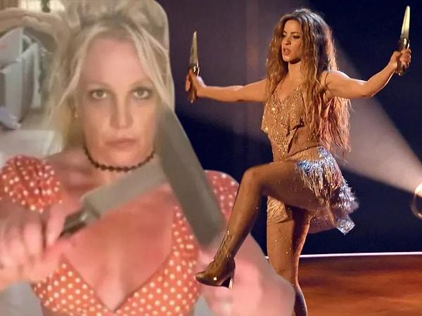 Spears'ın bıçaklarla doğaçlama dansı ayrıca Shakira'nın intikam dansına benzetildi.