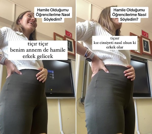 Hamile olduğunu açıkladığı anlarda öğrencileri ile diyaloğunu kaydeden öğretmenin o anları viral oldu.