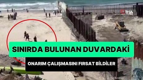 Meksika Sınırında Bulunan Duvardaki Çalışmayı Fırsat Bilen Göçmenler, Koşarak ABD’ye Geçti