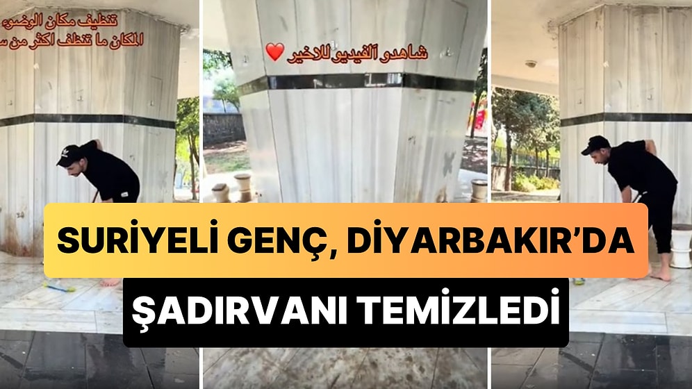 Diyabarkır'da Yaşayan Suriyeli Genç, Bir Süredir Temizlenmeyen Şadırvanı 6 Saatlik Emek ile Temizledi