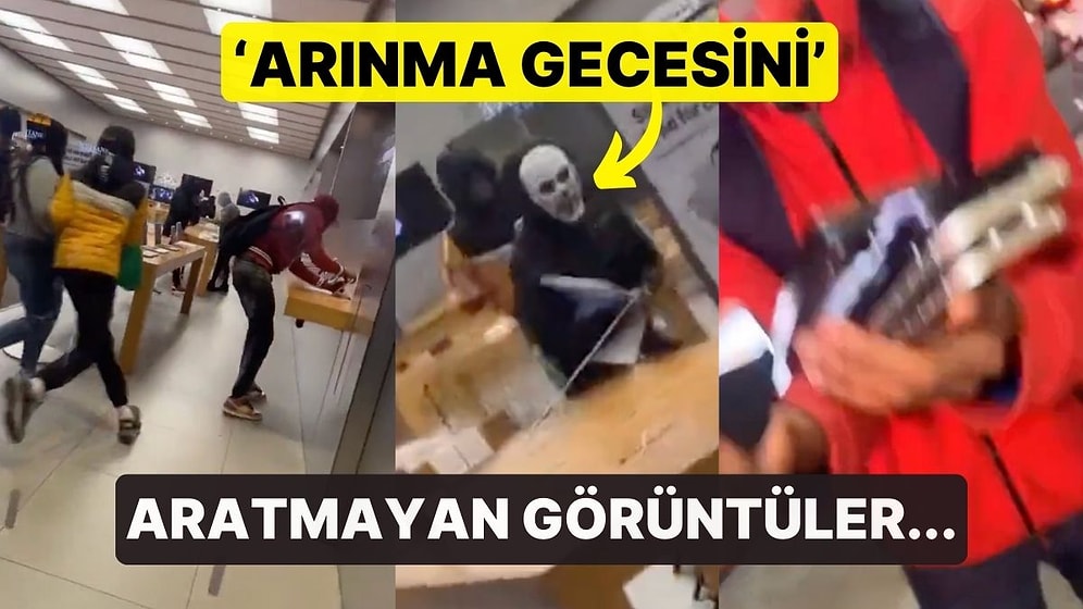 'Arınma Gecesini' Aratmayan Görüntüler... ABD'de Bir Grup, Apple Mağazasını Yağmaladı