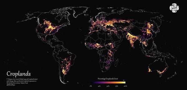 6. Dünya ekim alanlarının haritası.