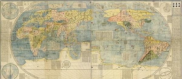 12. 1602'de Ming Hanedanlığı'na göre dünya haritası.
