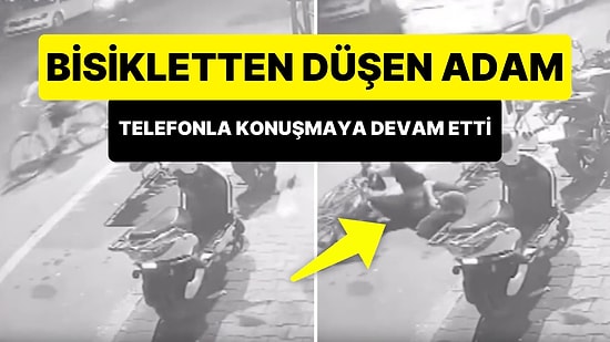 Bisiklet Kullanırken Telefonla Konuşan Adam Dengesini Kaybedip Düştü: Telefonla Konuşmaya Devam Etti