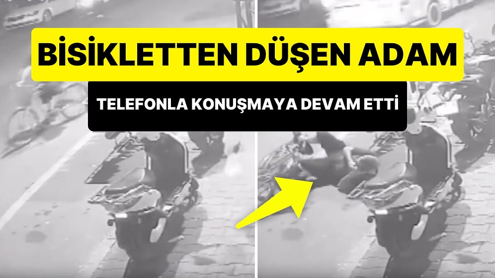 Bisiklet Kullanırken Telefonla Konuşan Adam Dengesini Kaybedip Düştü: Telefonla Konuşmaya Devam Etti