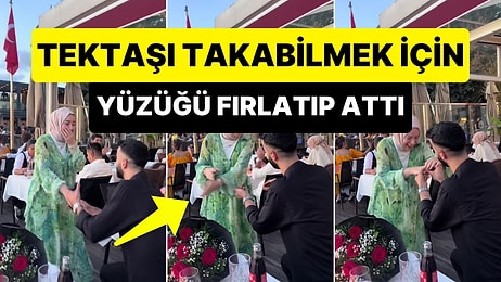 Evlilik Teklifi Alan Kadının Tektaşı Takabilmek İçin Parmağındaki Yüzüğü Fırlatıp Attığı Anlar Viral Oldu