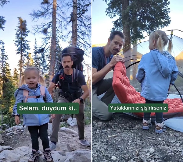Küçük kızı Becca ile kamp yapmak için yola koyulan baba tüm süreci de kaydetti.