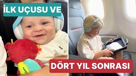 Çocuklarının İlk Uçuşu ile 4 Yıl Sonraki Uçuşundan Görüntüleri Paylaşan Ailenin Aşırı Sevimli Videosu