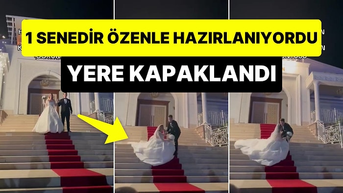 1 Senedir Özenle Hazırlandığı Düğün Çıkış Anında Merdivenlerden İnerken Yere Kapaklanan Şanssız Gelin