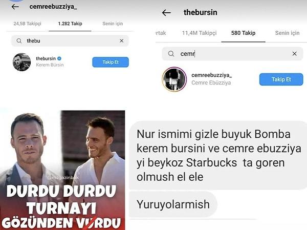 Bir kullanıcı, MagazinBak'a mesaj atarak, Kerem Bürsin'in Ya Çok Seversen dizisindeki bir başka rol arkadaşı Cemre Ebüzziya ile sevgili olduğunu iddia etti. 👇