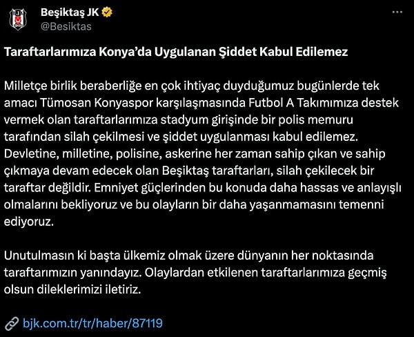Beşiktaş Kulübü’nden konuyla ilgili şu açıklama yapıldı: