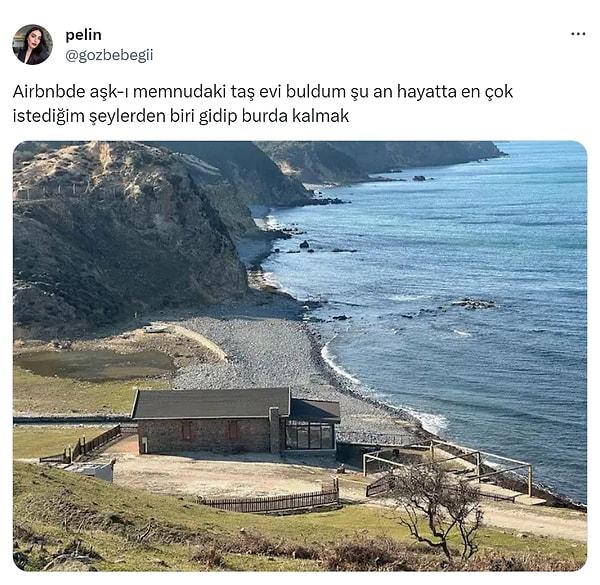 Sıkı bir Aşk-ı Memnu izleyicisi olduğu her halinden belli olan @gozbebegii adlı X kullanıcısı, Aşk-ı Memnu'daki taş evi Airbnb'de bulmuş!