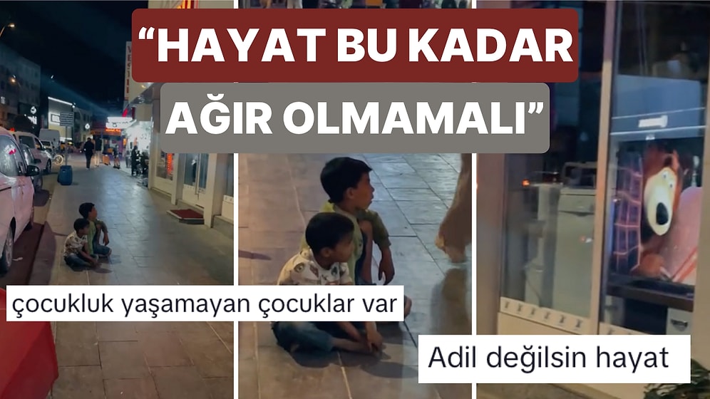 Bir Elektronik Mağazasının Televizyonundaki Çizgi Filmi İzleyen Çocuklar Kalpleri Sızlattı