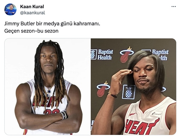 Kaan Kural, Jimmy Butler'ın medya günlerindeki geçmiş tarzını takipçileriyle paylaştı.