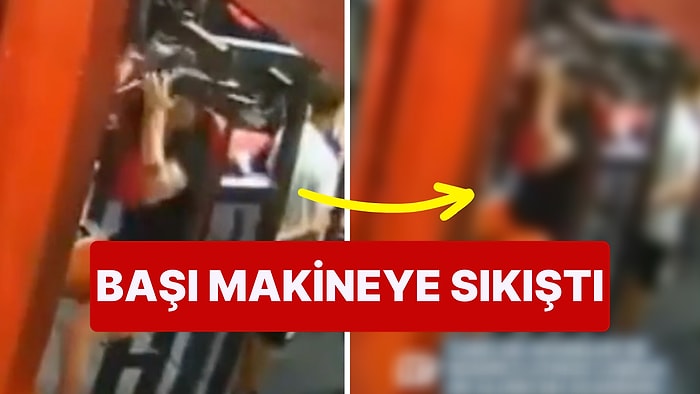 Spor Yaparken Başı Ağırlık Makinesine Sıkışan Adamın Görüntüleri Gündem Oldu