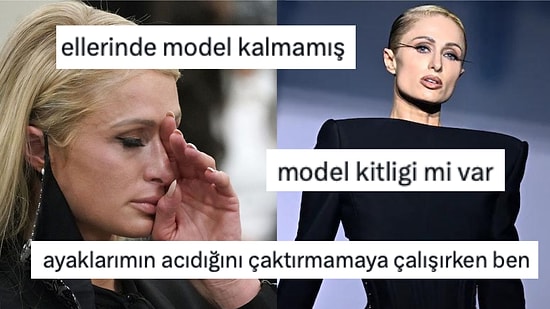 Paris Hilton'un Podyumda Baston Yutmuş Gibi Yürümesine Sosyal Medyadan Acımasız Yorumlar Gecikmedi