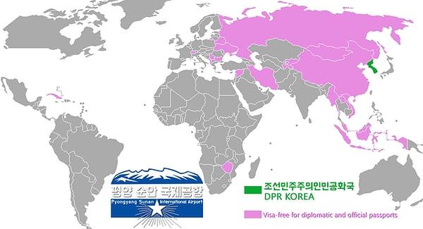 1. Kuzey Kore'ye vizesiz girebilen ülkeler.