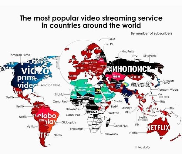 4. Ülkelerin en popüler film ve dizi izleme hizmetleri.