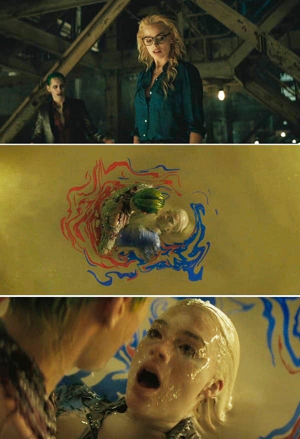 3. Margot Robbie ise Harley Quinn'in kendini kimyasallar fıçısına attığı Suicide Squad'daki sahneye evet dediği için pişmanlık duyuyor.