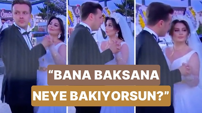 İlk Dansları Sırasında Etraftakilerle Sohbet Eden Damat Gelinden Yediği Trip ile Kendine Geldi