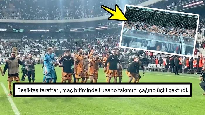 Beşiktaş Taraftarları Maçın Ardından Lugano Takımının Galibiyet Kutlamasına "Oley" Çekerek Eşlik Etti
