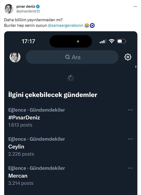 Öyle ki Yargı 2 gün önceden X'te gündem oldu ve o tabloyu Pınar Deniz sosyal medya hesabından şöyle paylaştı: