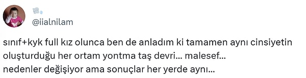 14. Olayın cinsiyet olmadığını vurgulayan bir yorum👇