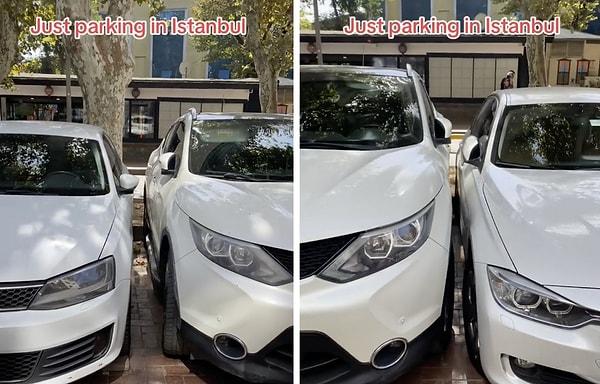 Bir turist İstanbul'da araçların park edilme şeklini görünce şok oldu.