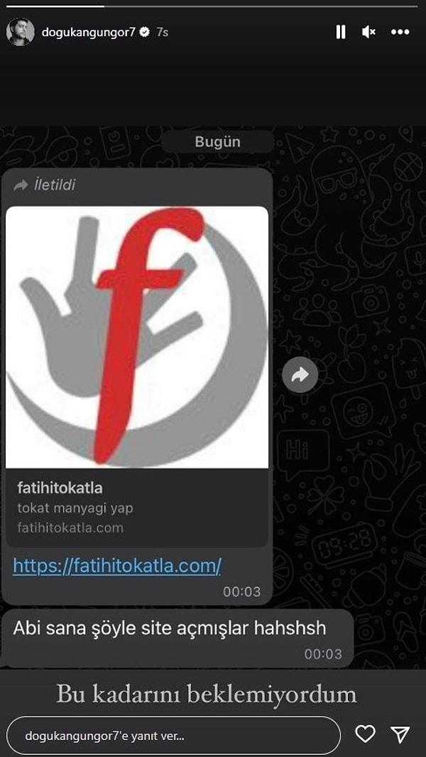Söz konusu site sosyal medyada gündem olurken, Fatih'i canlandıran Doğukan Güngör olay hakkında "Bu kadarını beklemiyordum." şeklinde paylaşım yaptı.