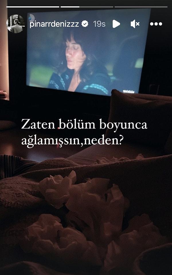 12. Pınar Deniz, 'Yargı' dizisini izlerken gözyaşlarını tutamadı.