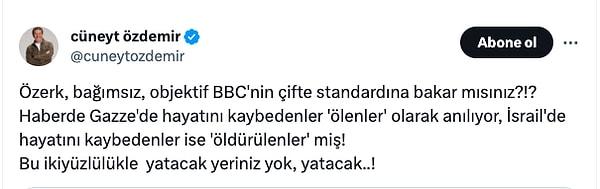 BBC'nin paylaşımına tepki veren isimlerden bir tanesi de Cüneyt Özdemir oldu.