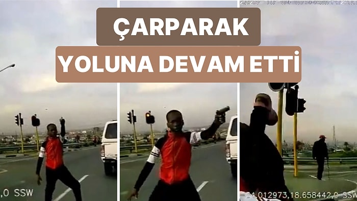 Silahla Arabanın Üzerine Koşan Gaspçıya Hiç Düşünmeden Çarparak Yoluna Devam Eden Sürücü