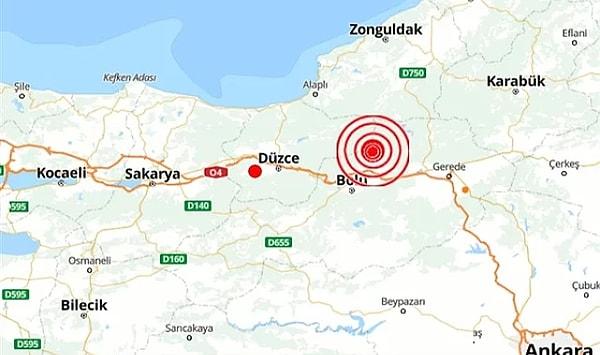 AFAD bugün saat 17.07'de Bolu merkezli 4,5 büyüklüğünde bir deprem olduğunu açıkladı. Kandilli Rasathanesi depremin derinliğinin 5,5 büyüklüğünde olduğunu duyurdu.