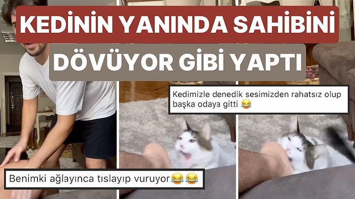 Kedilerin Nankör Olup Olmadığını Test Etmek İçin Sahibini Dövüyormuş Gibi Yapan Adama Kediden Sert Saldırı