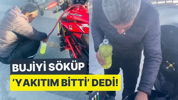 Bujiyi Söküp 'Yakıtım Bitti' Dedi! Motosiklet Sürücüsünden İlginç 'Bedava Benzin' Yöntemi