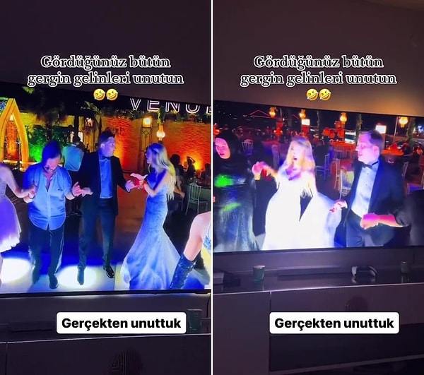 Sosyal medyada da paylaşılan bir videoda, bir gelinin düğündeki aşırı gergin anları görülüyor.