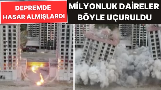 Depremde Hasar Almışlardı: Milyonluk Yeni Dairelerin Patlayıcı İle Yıkım Anları
