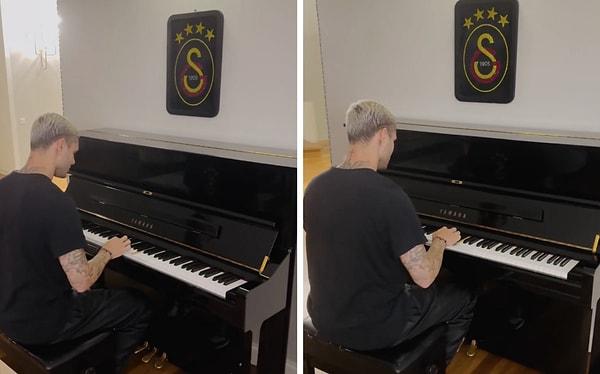Icardi'de hayranlarına bir sürpriz yaparak, şarkıyı piyano ile çaldı.
