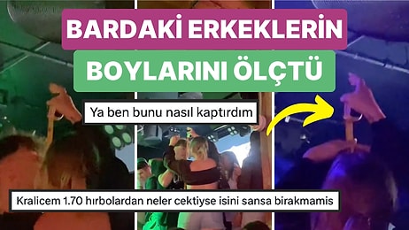 Bara Mezura ile Gidip Erkeklerin Boylarını Ölçerek Kendisine Uygun Kişiyi Bulmaya Çalışan Kadın