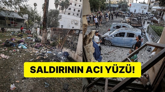 İsrail'in Bombaladığı Hastanedeki Acı Tablo Gün Aydınlanınca Ortaya Çıktı!