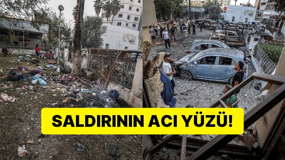 İsrail'in Bombaladığı Hastanedeki Acı Tablo Gün Aydınlanınca Ortaya Çıktı!