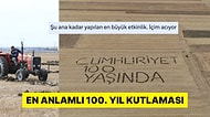 En Anlamlı 100. Yıl Kutlaması! Kırklareli'nde İki Çiftçi Tarlalarına "Cumhuriyet 100 Yaşında" Yazdı